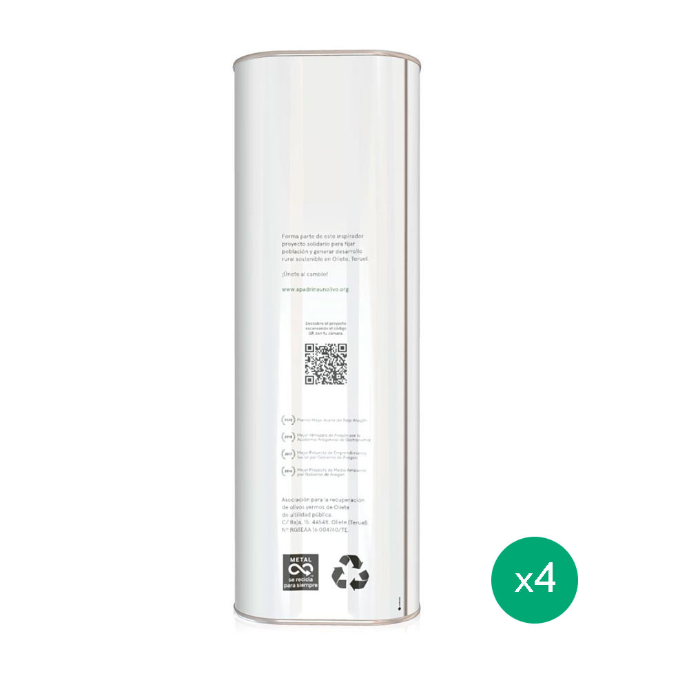 Pack de 4 Latas de Aceite de Oliva Virgen Extra Monovarietal Empeltre 5L